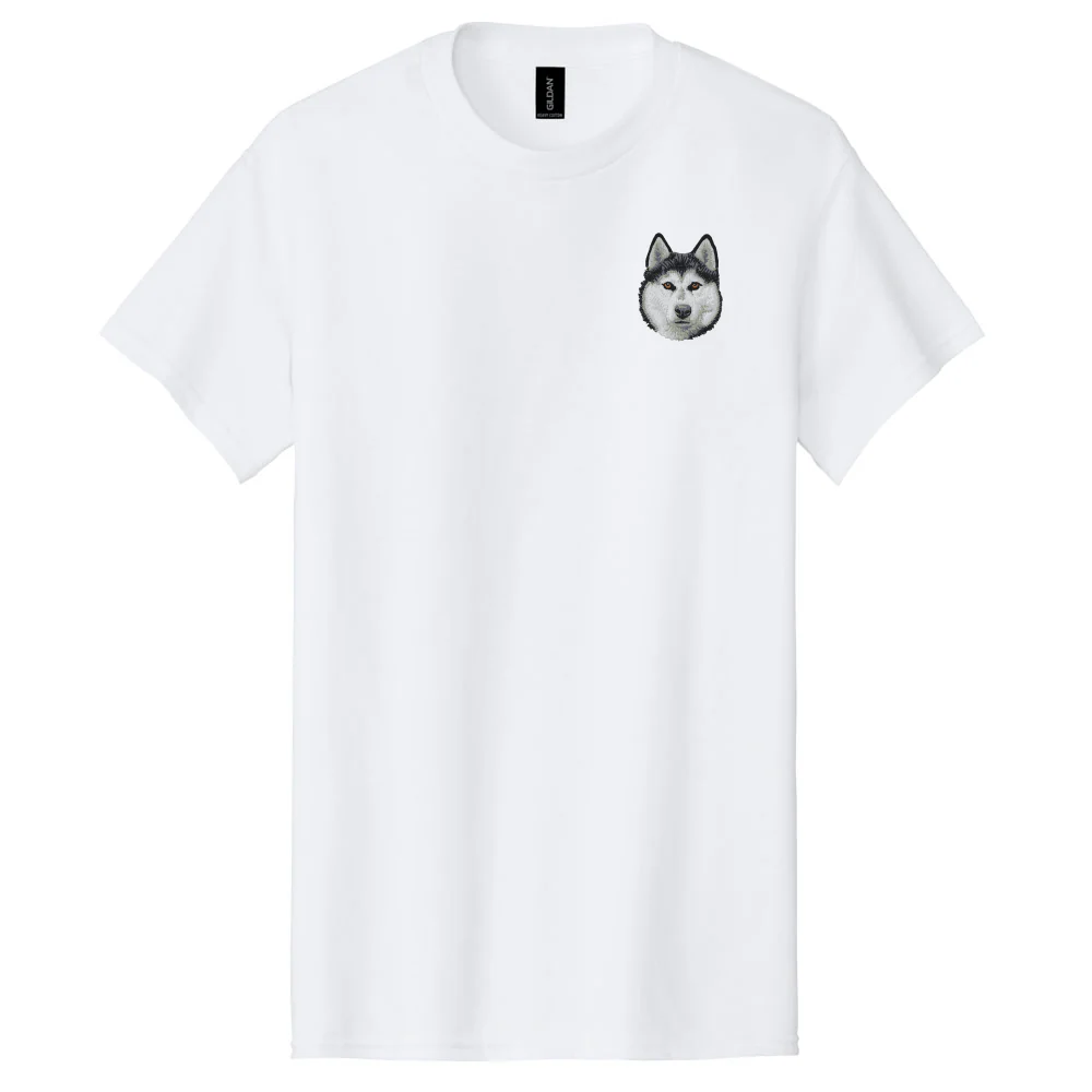 Siberian Husky Embroidered Men's T-Shirt - Image 3