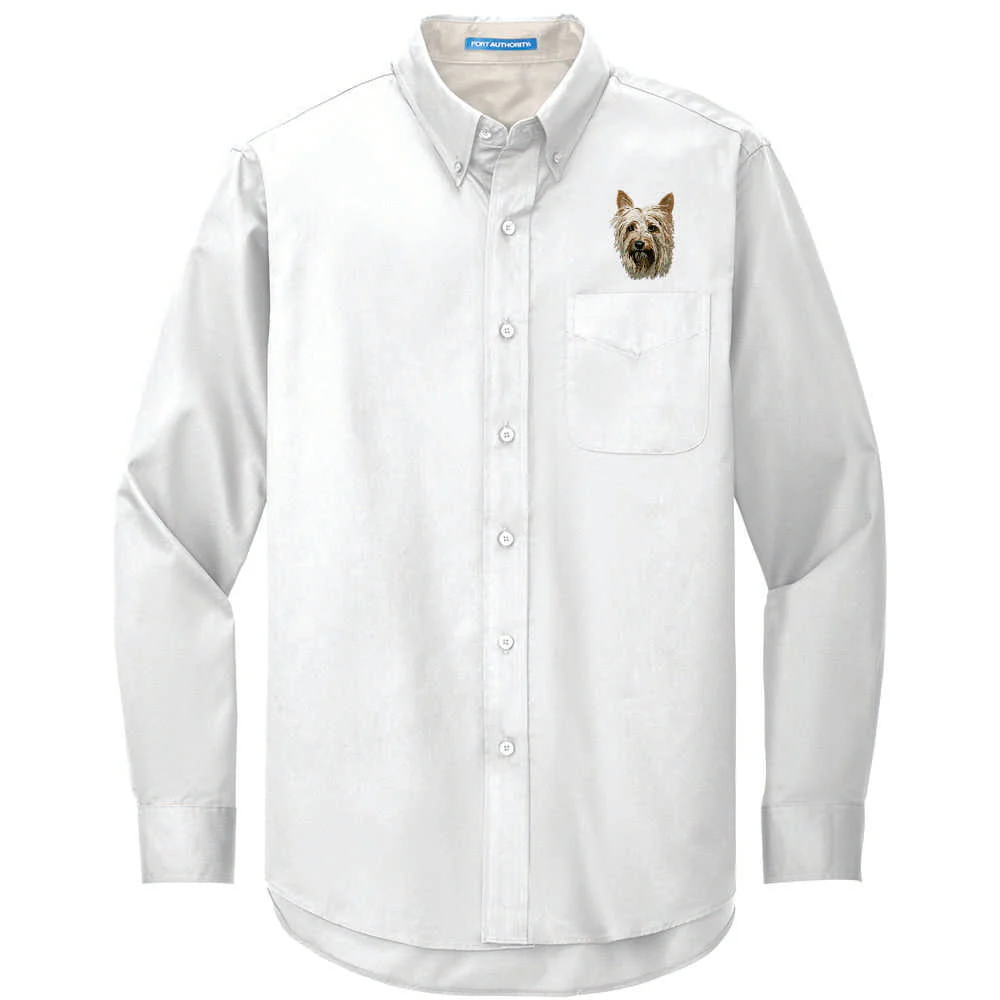 Silky Terrier Embroidered Long Sleeve Button Up Shirt - Image 2