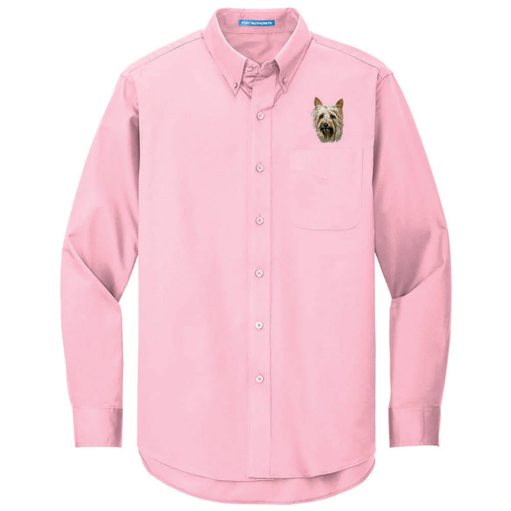 Silky Terrier Embroidered Long Sleeve Button Up Shirt - Image 4