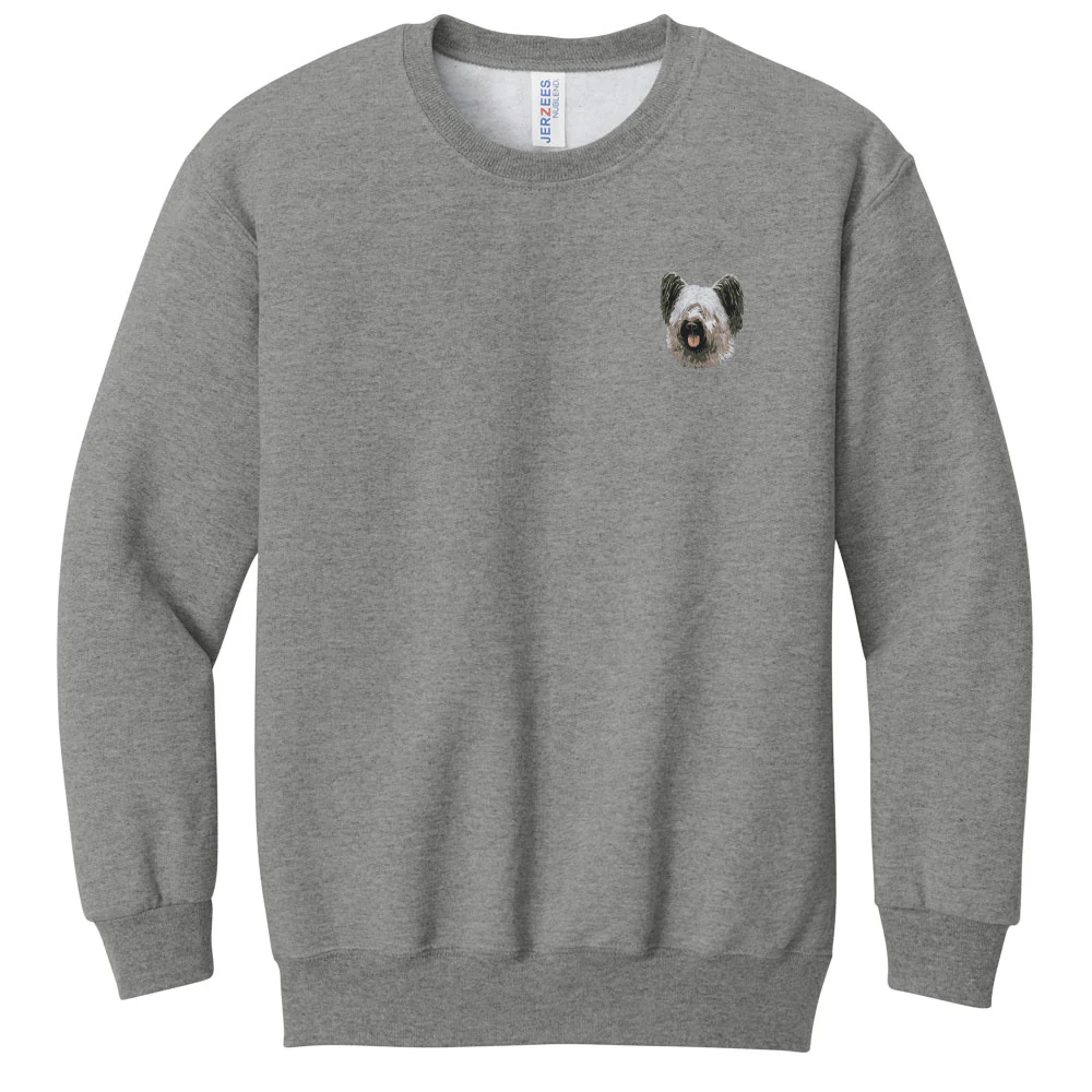 Skye Terrier Embroidered Youth Crewneck Sweatshirt