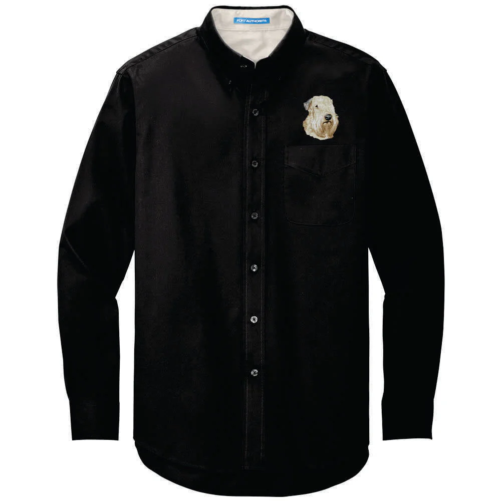 Soft Coated Wheaten Terrier Embroidered Long Sleeve Button Up Shirt - Image 3