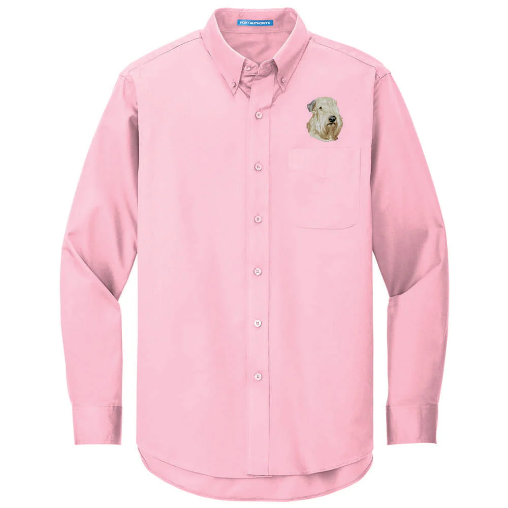 Soft Coated Wheaten Terrier Embroidered Long Sleeve Button Up Shirt - Image 4