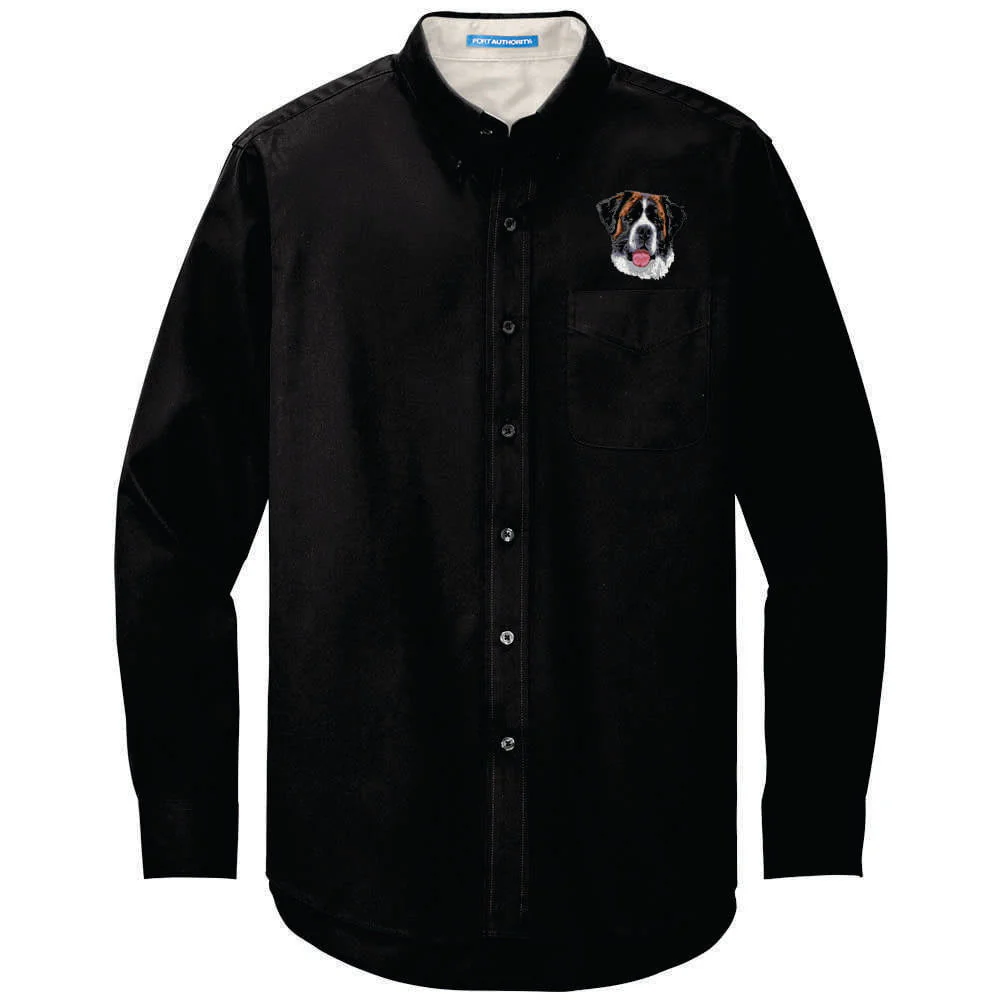 Saint Bernard Embroidered Long Sleeve Button Up Shirt - Image 3