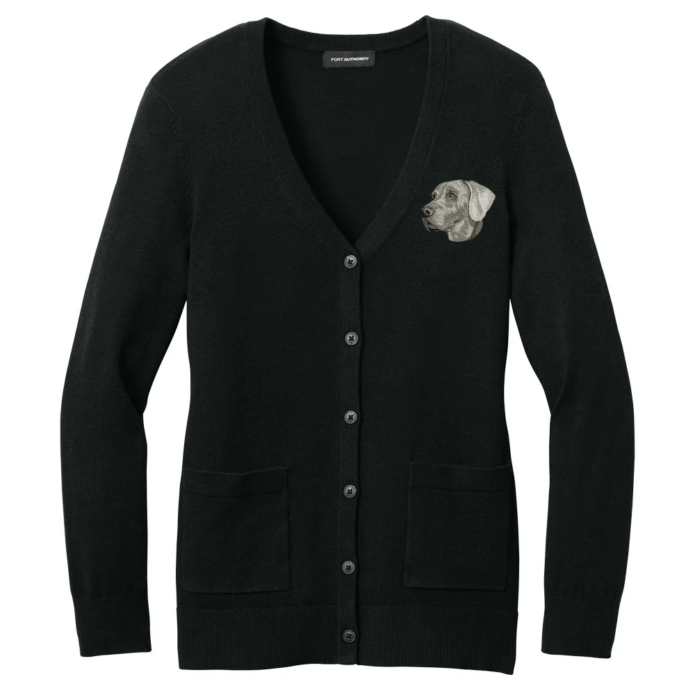 Weimaraner Embroidered Button-Up Cardigan Sweater - Image 2