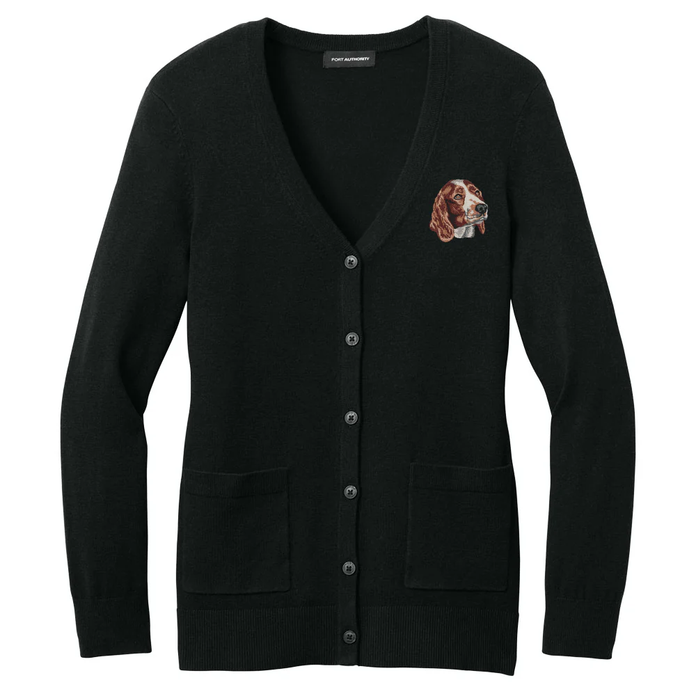 Welsh Springer Spaniel Embroidered Button-Up Cardigan Sweater - Image 2