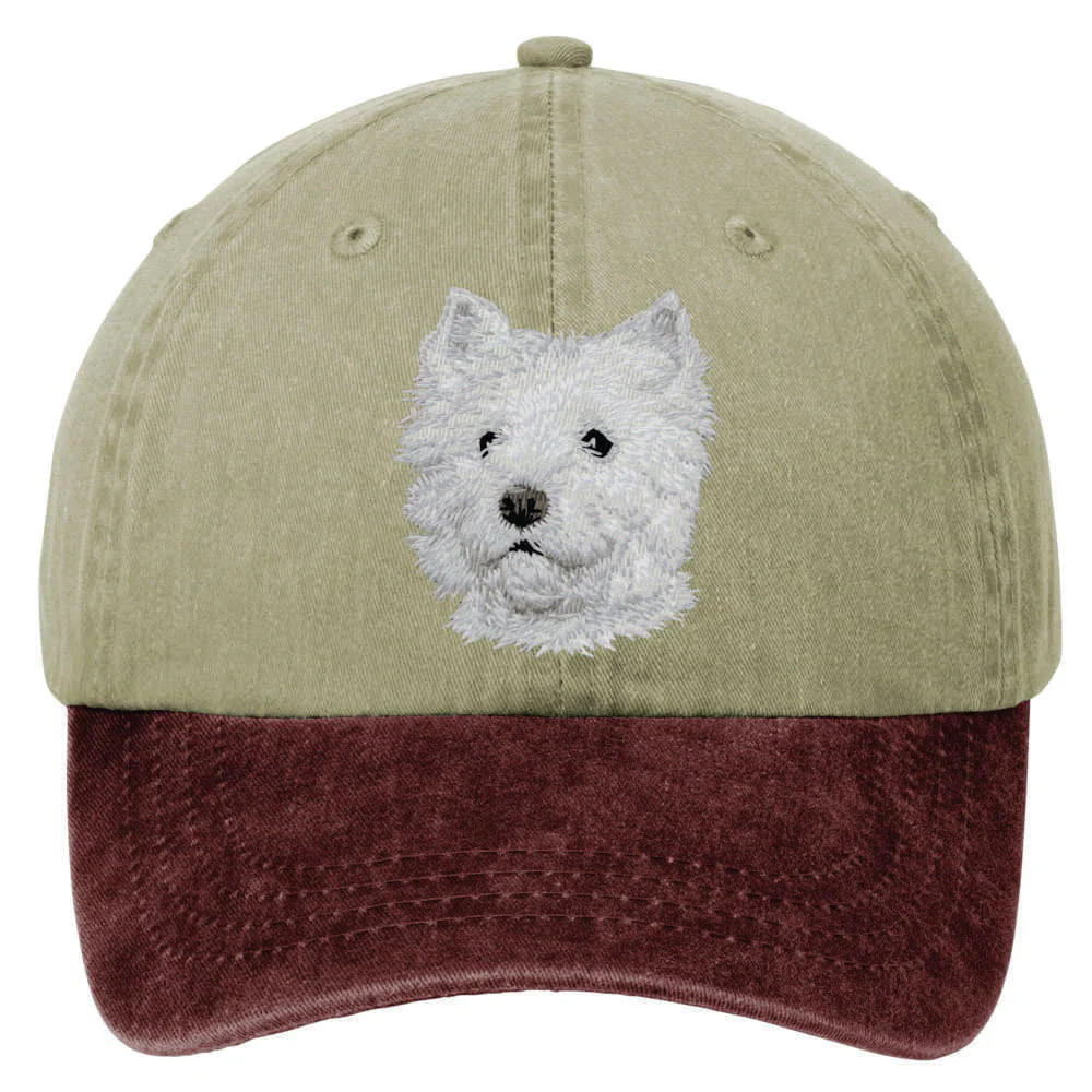 West Highland White Terrier  Embroidered Two Tone Baseball Cap - Image 2