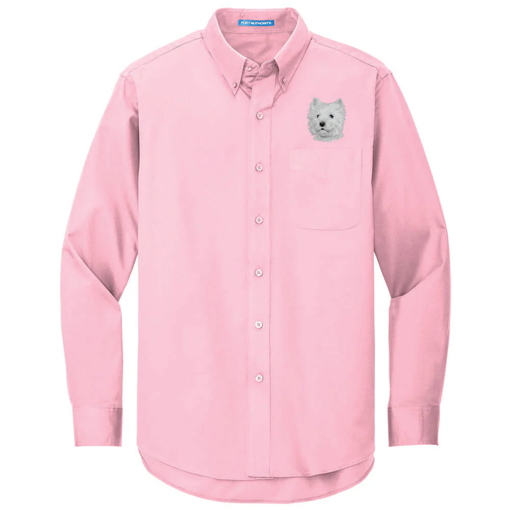 West Highland White Terrier Embroidered Long Sleeve Button Up Shirt - Image 4