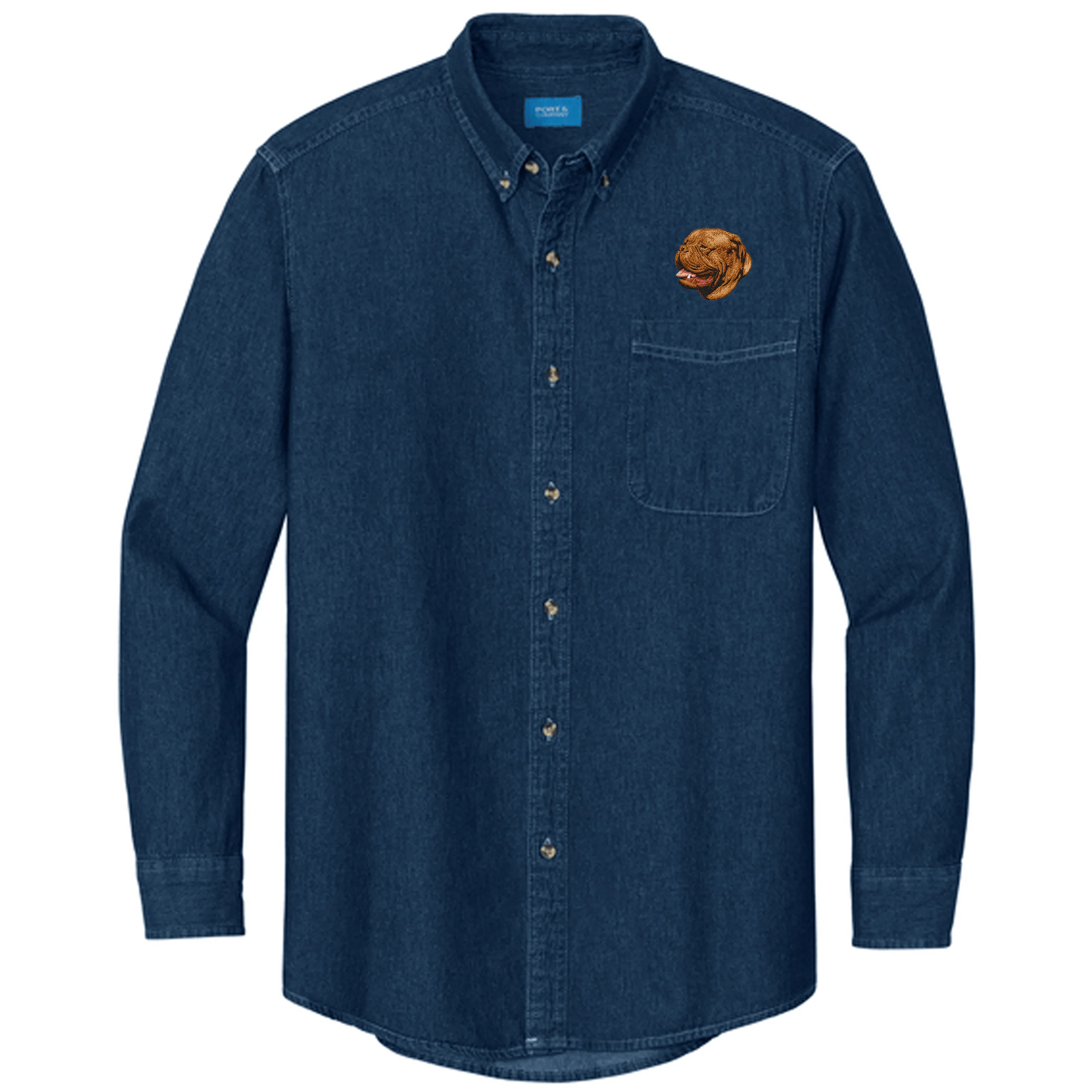Dogue de Bordeaux Embroidered Men's Denim Shirt - Image 3