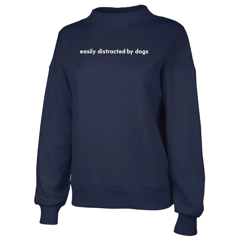 Easily Distracted By Dogs Embroidered Mock Neck Sweatshirt - Image 3