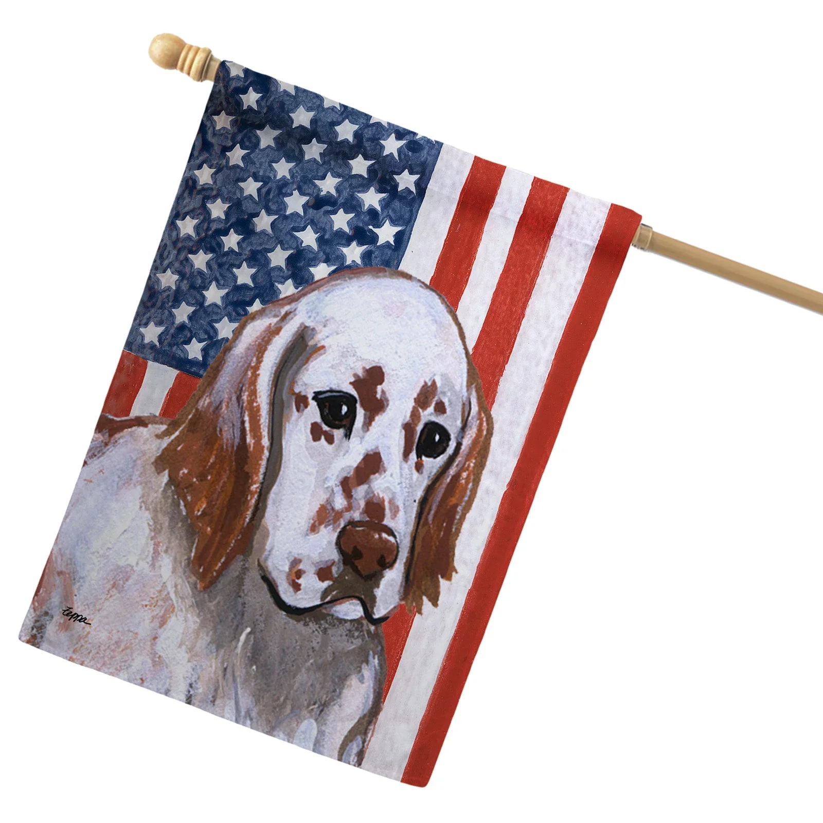 English Setter Americana House Flag