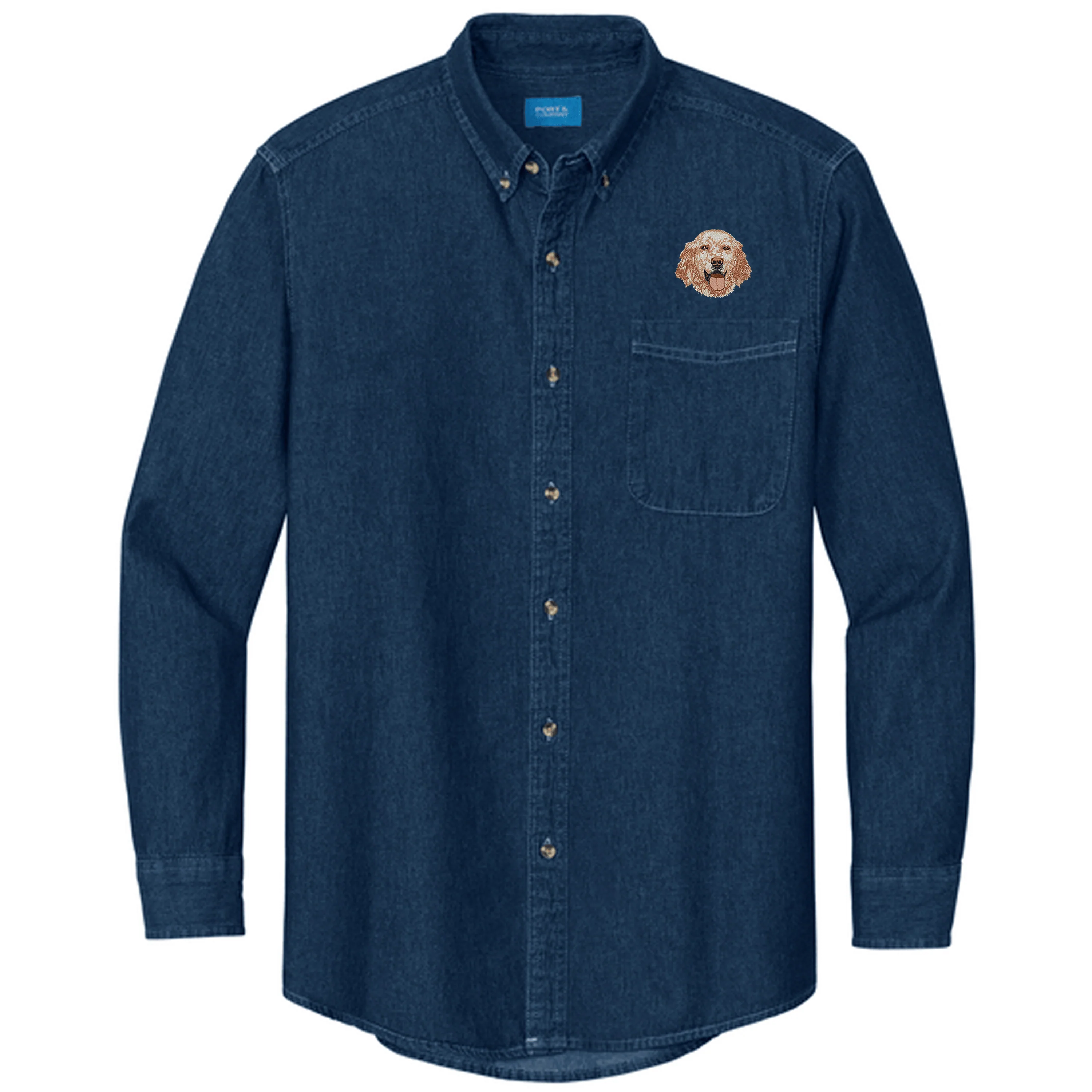 English Setter Embroidered Men's Denim Shirt - Image 3