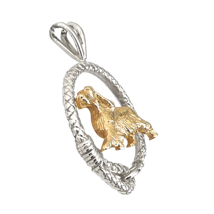 English Setter Solid 14K Gold  and Sterling Silver Leash Pendant - Image 2