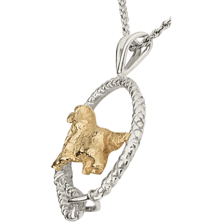 English Setter Solid 14K Gold  and Sterling Silver Leash Pendant - Image 3