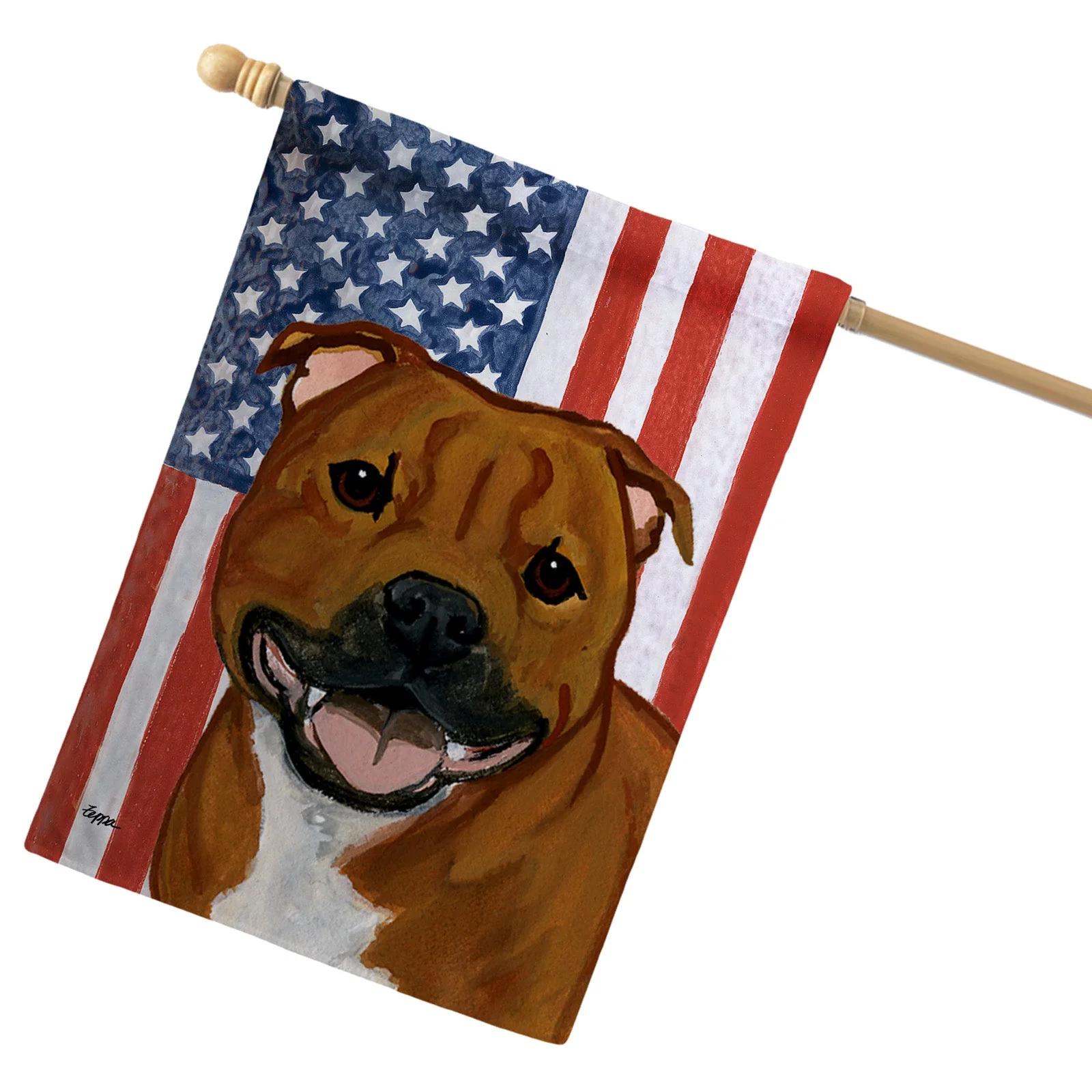 Staffordshire Bull Terrier Americana House Flag - Image 2