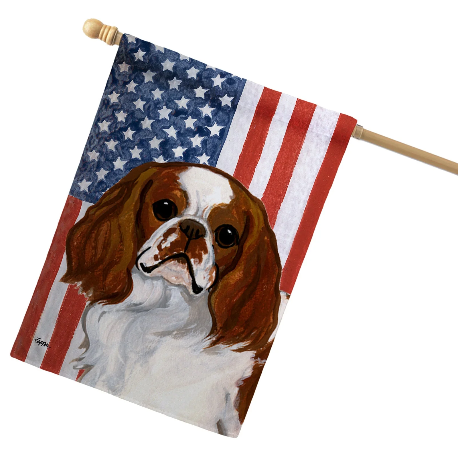 English Toy Spaniel Americana House Flag - Image 2