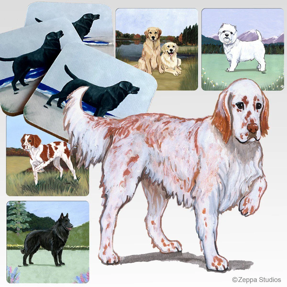 English Setter Scenic Square Coaster - Image 2