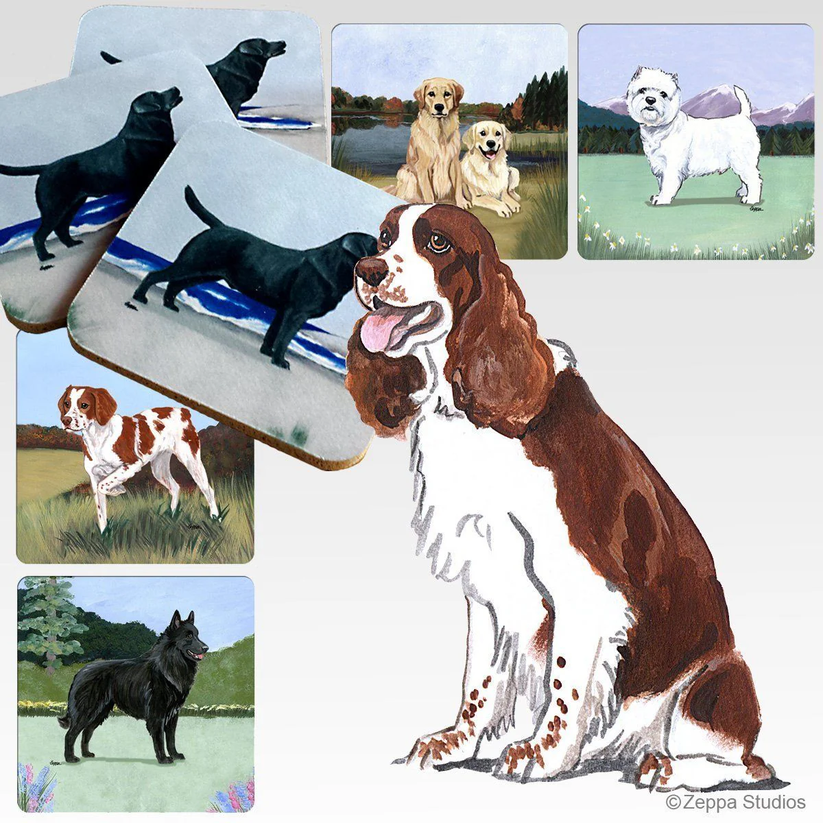 English Springer Spaniel Scenic Square Coaster - Image 2