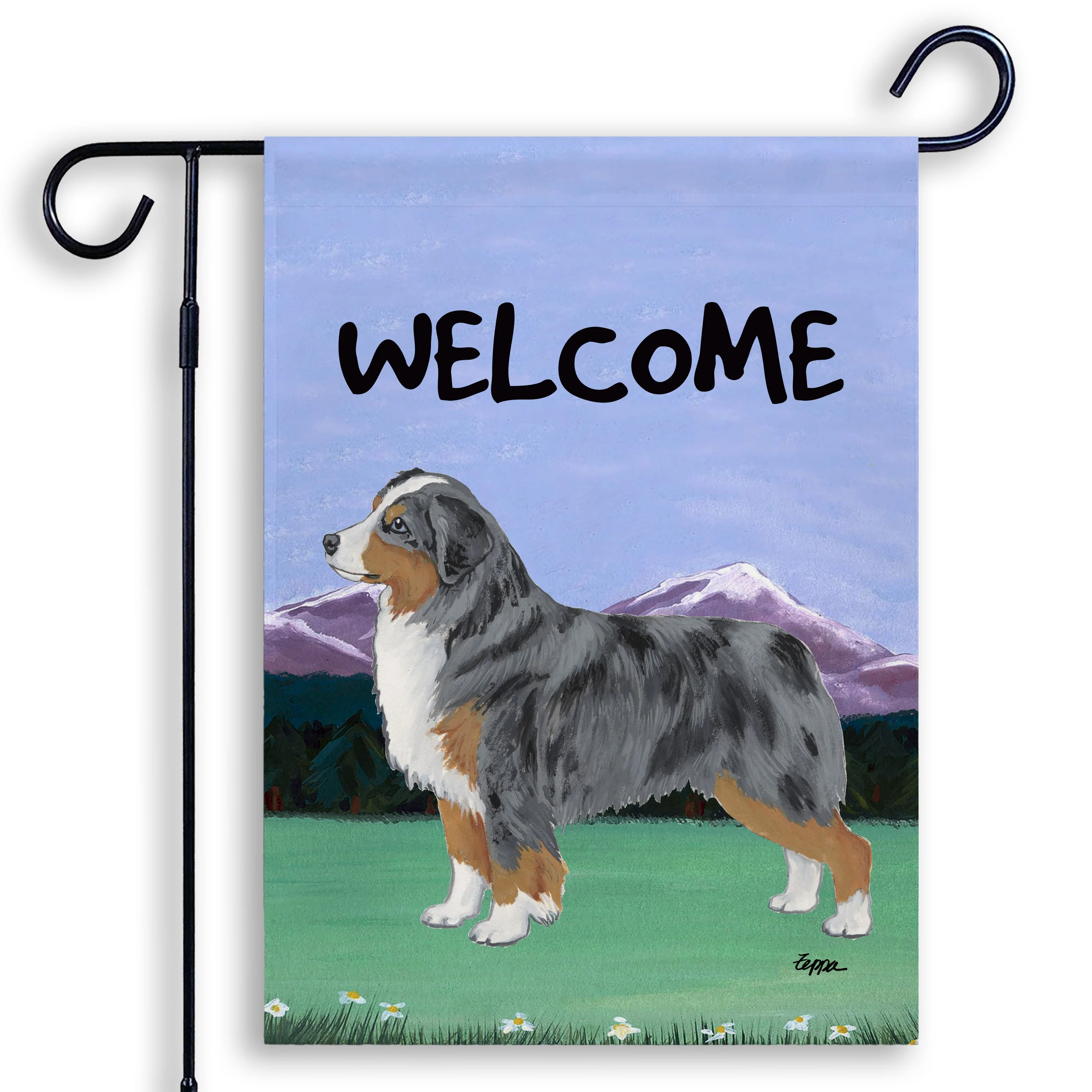 Miniature American Shepherd Scenic Garden Flag