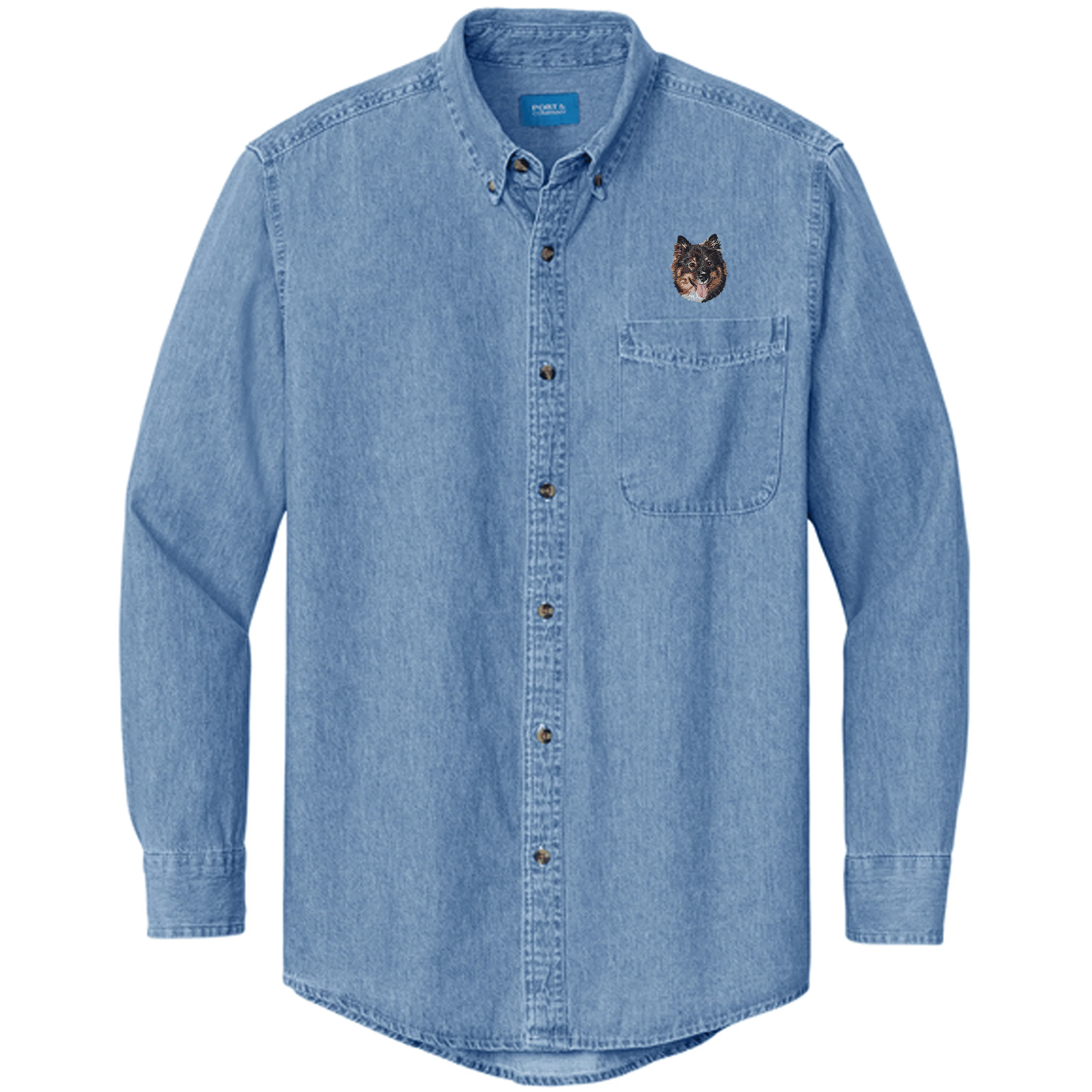 Finnish Lapphund Embroidered Men's Denim Shirt