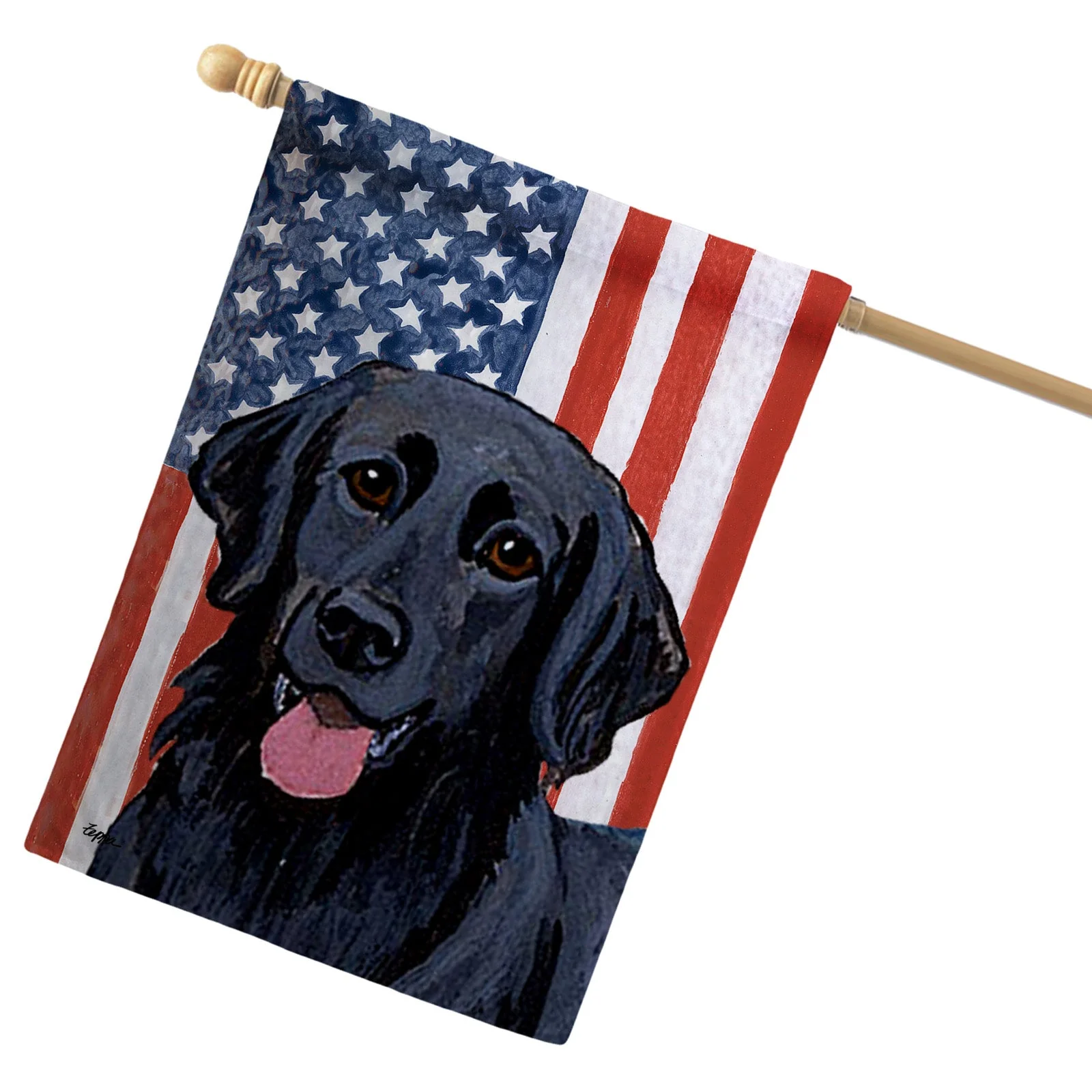 Flat-Coated Retriever Americana House Flag