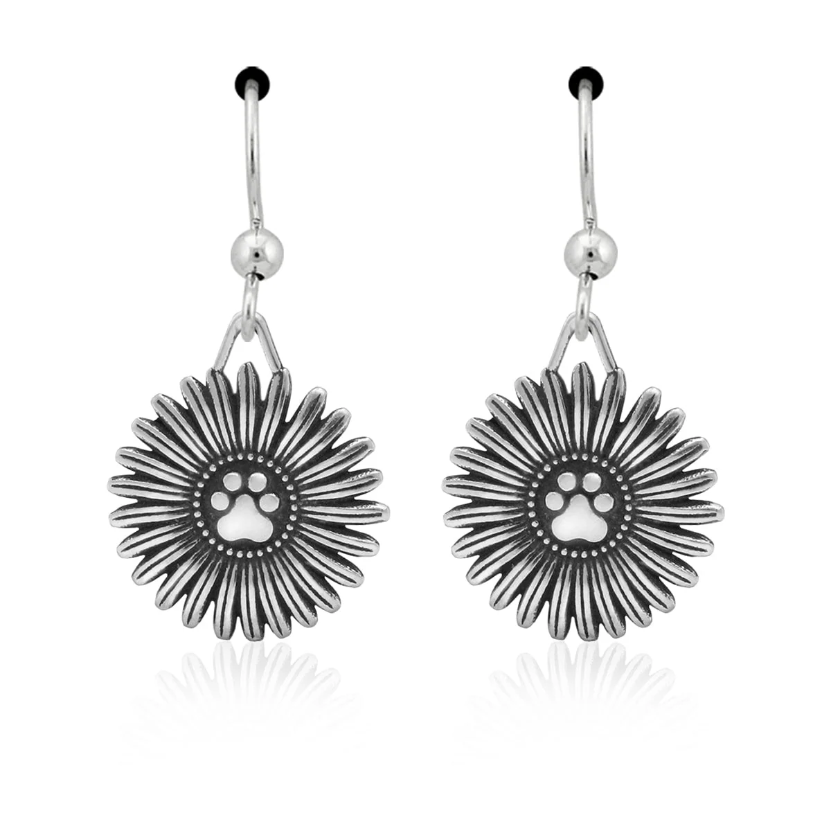 Flower and Paw Print Earrings
