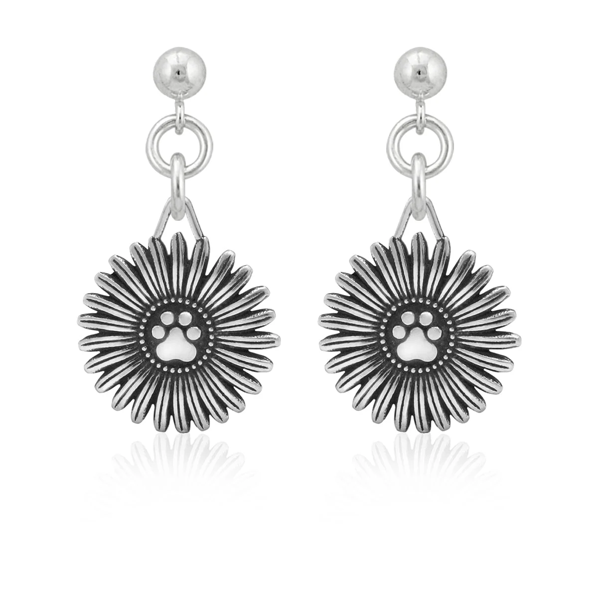 Flower and Paw Print Earrings - Image 2