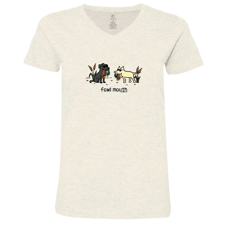 Fowl Mouth - Ladies T-Shirt V-Neck - Image 3