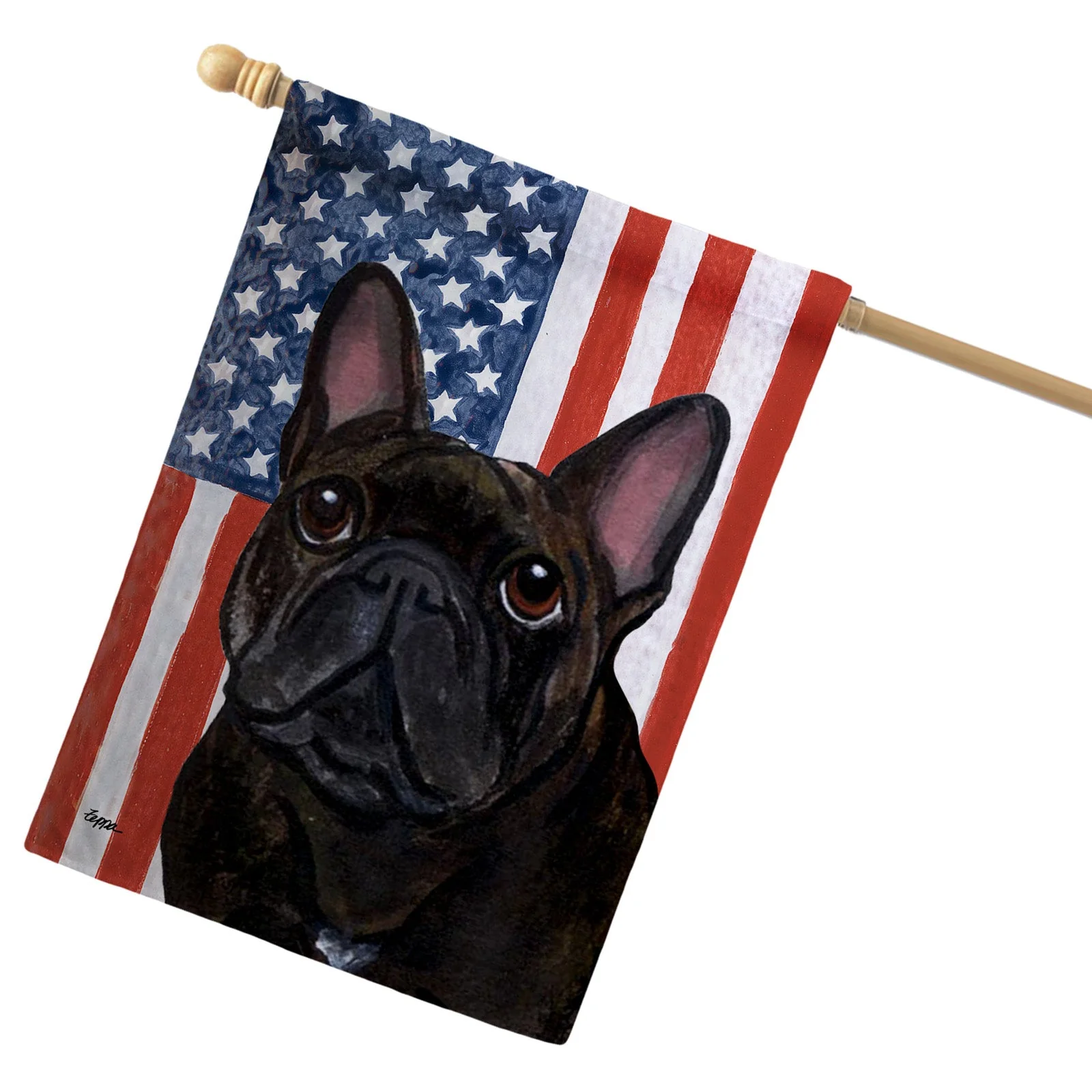 French Bulldog Americana House Flag - Image 2