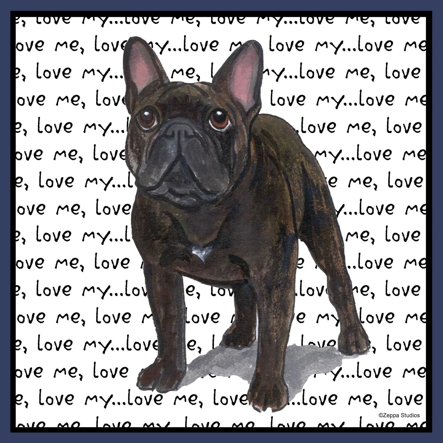 French Bulldog Love Text - Adult Unisex Crewneck Sweatshirt - Image 2