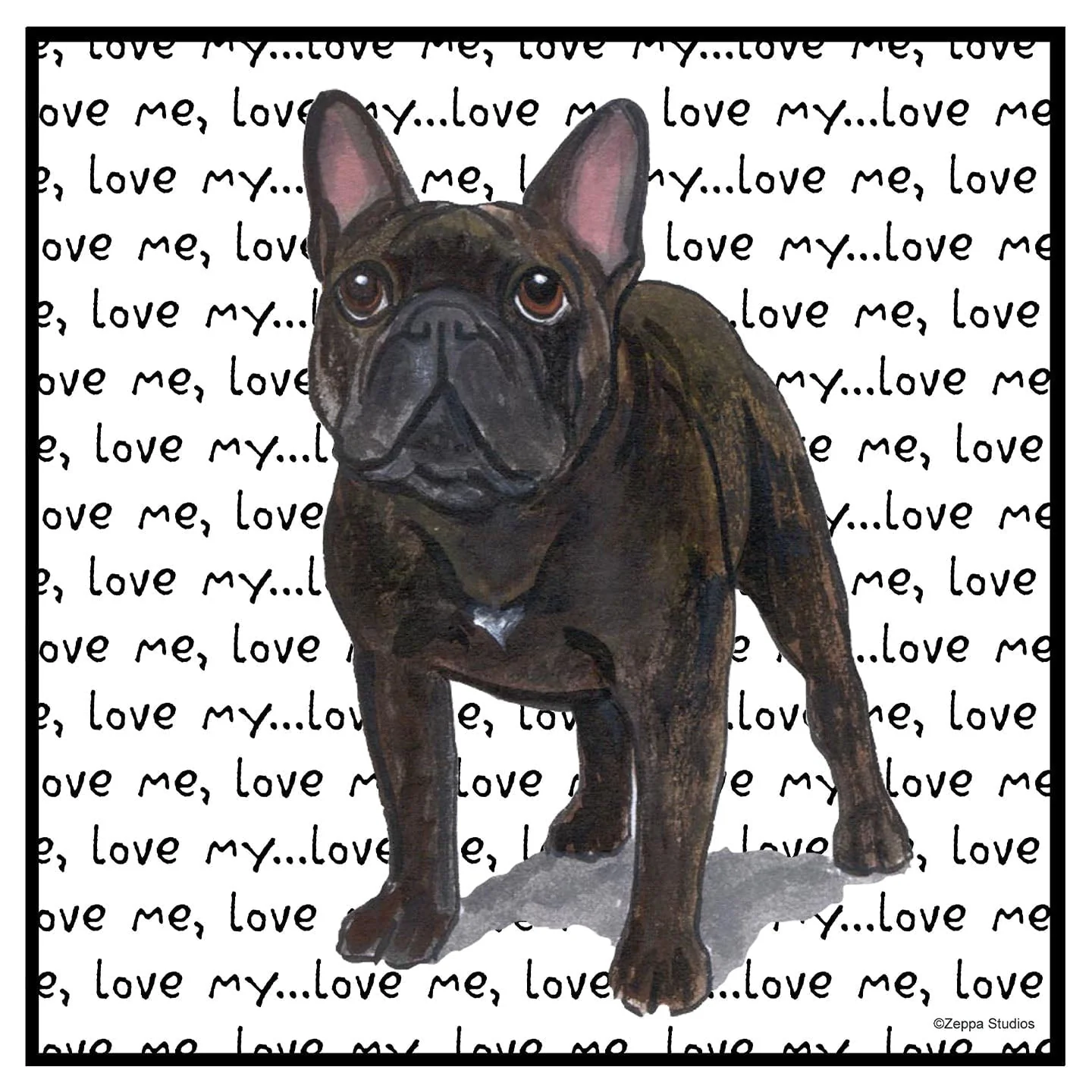 French Bulldog Love Text - Women's V-Neck T-Shirt - Image 2