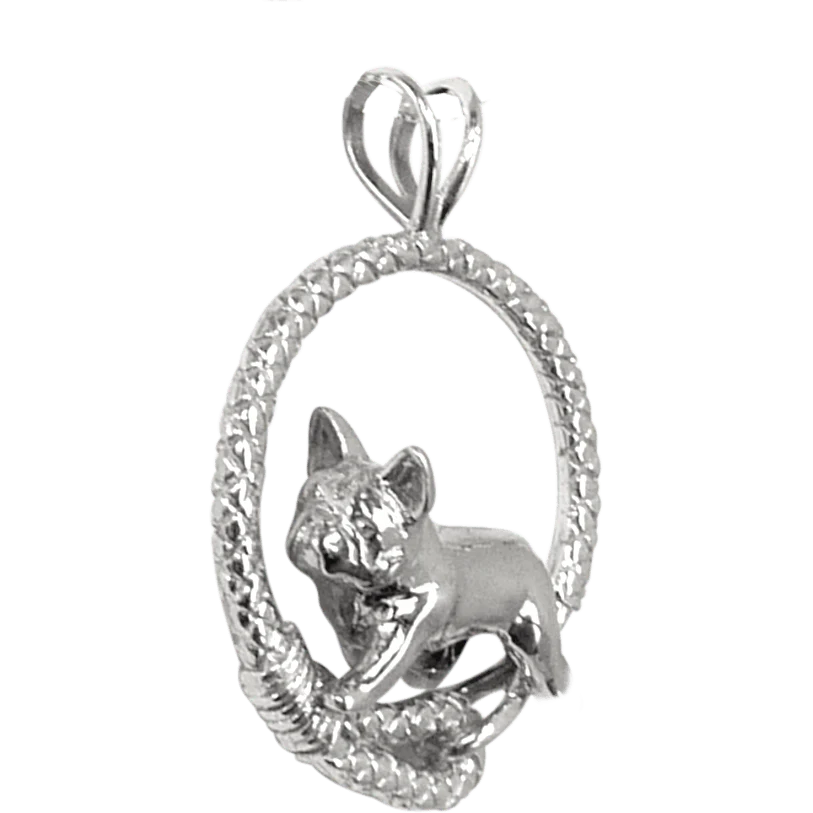 French Bulldog in Solid Sterling Silver Leash Pendant - Image 2