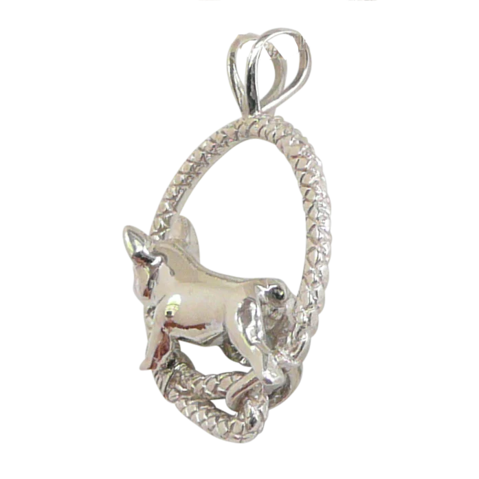 French Bulldog in Solid Sterling Silver Leash Pendant - Image 3