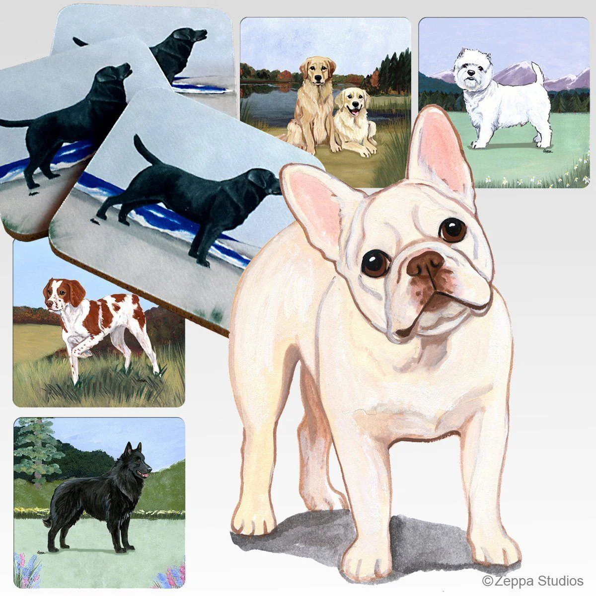 French Bulldog Scenic Square Coaster - Image 3