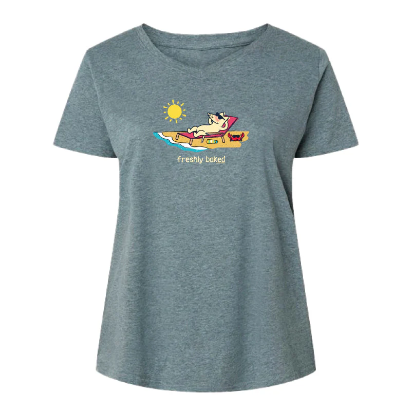 Freshly Baked  - Ladies Curvy V-Neck Tee