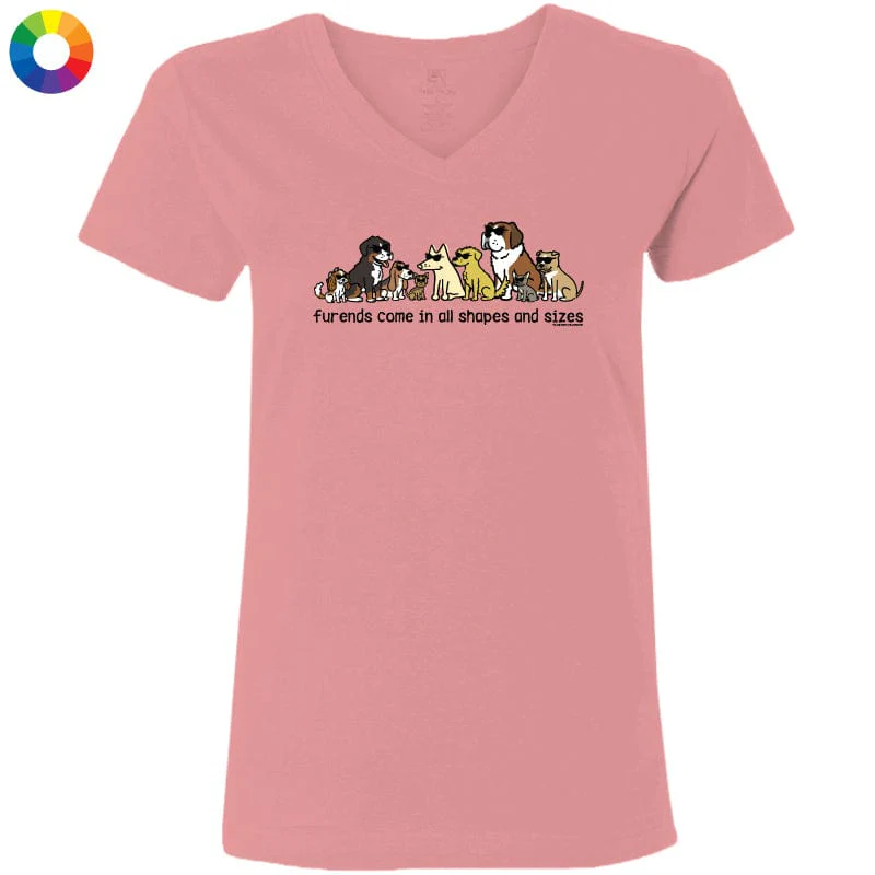 Furends Come in All Shapes and Sizes - Ladies T-Shirt V-Neck