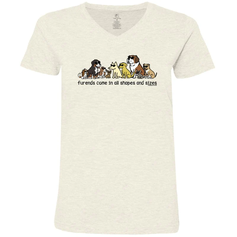 Furends Come in All Shapes and Sizes - Ladies T-Shirt V-Neck - Image 3
