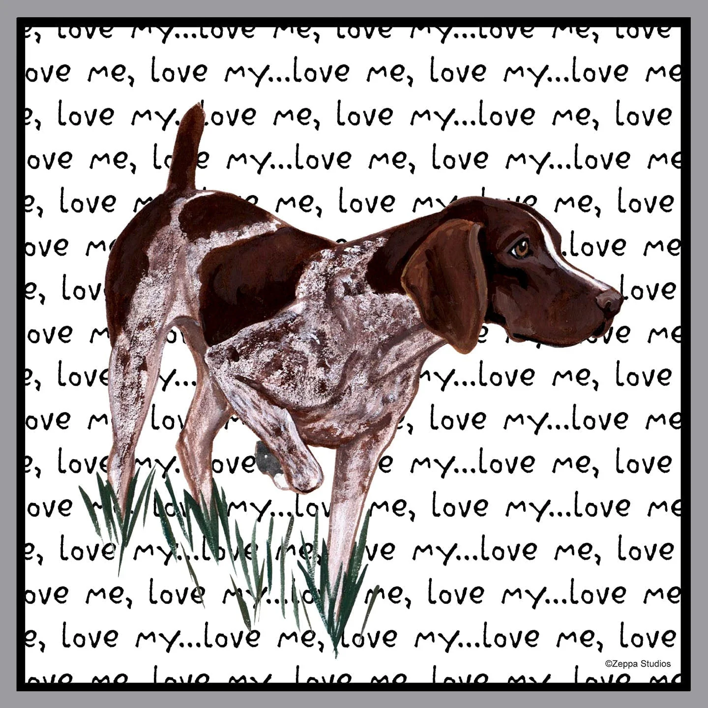 German Shorthaired Pointer Love Text - Adult Unisex Crewneck Sweatshirt - Image 2