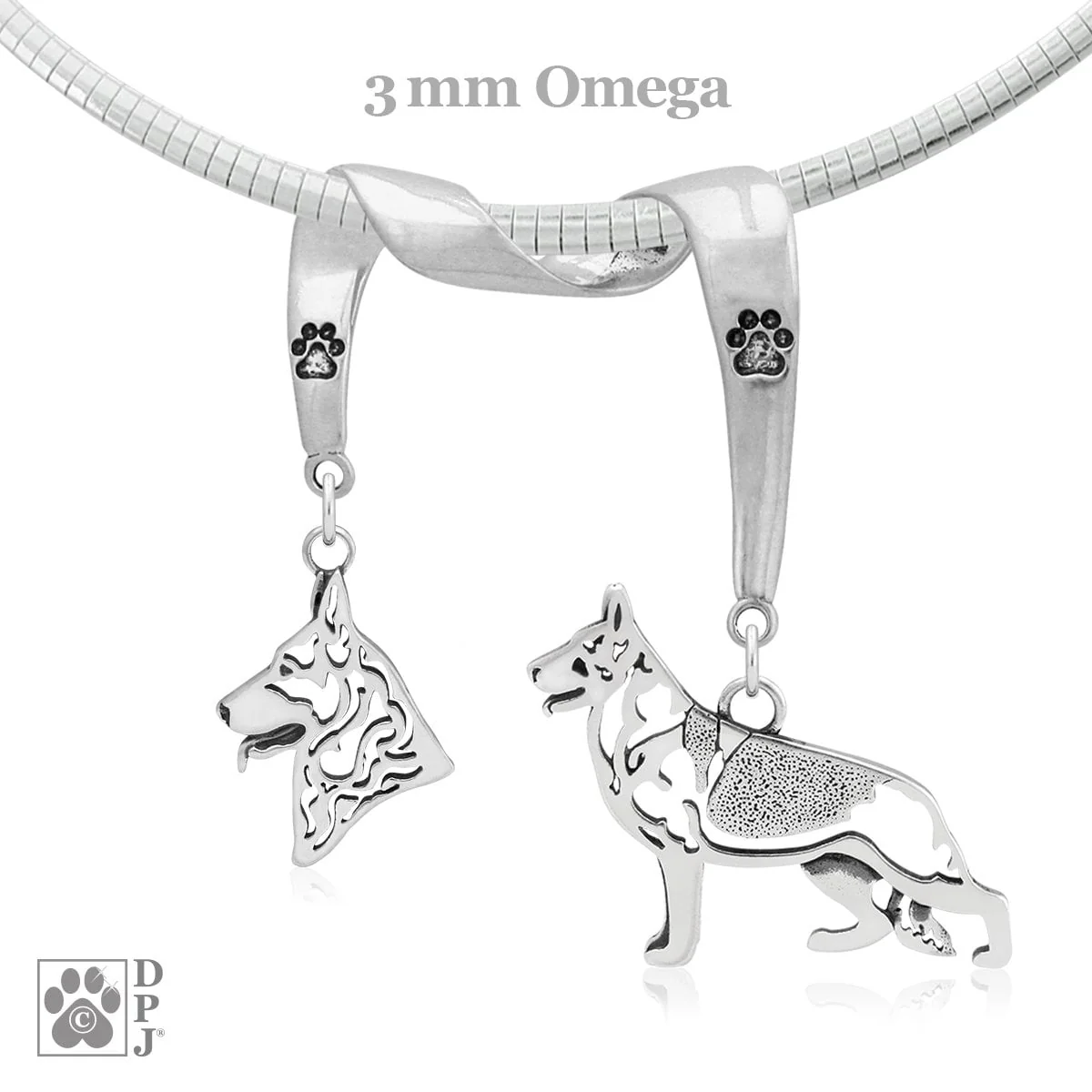 German Shepherd Dog, Charm Holder, Necklace