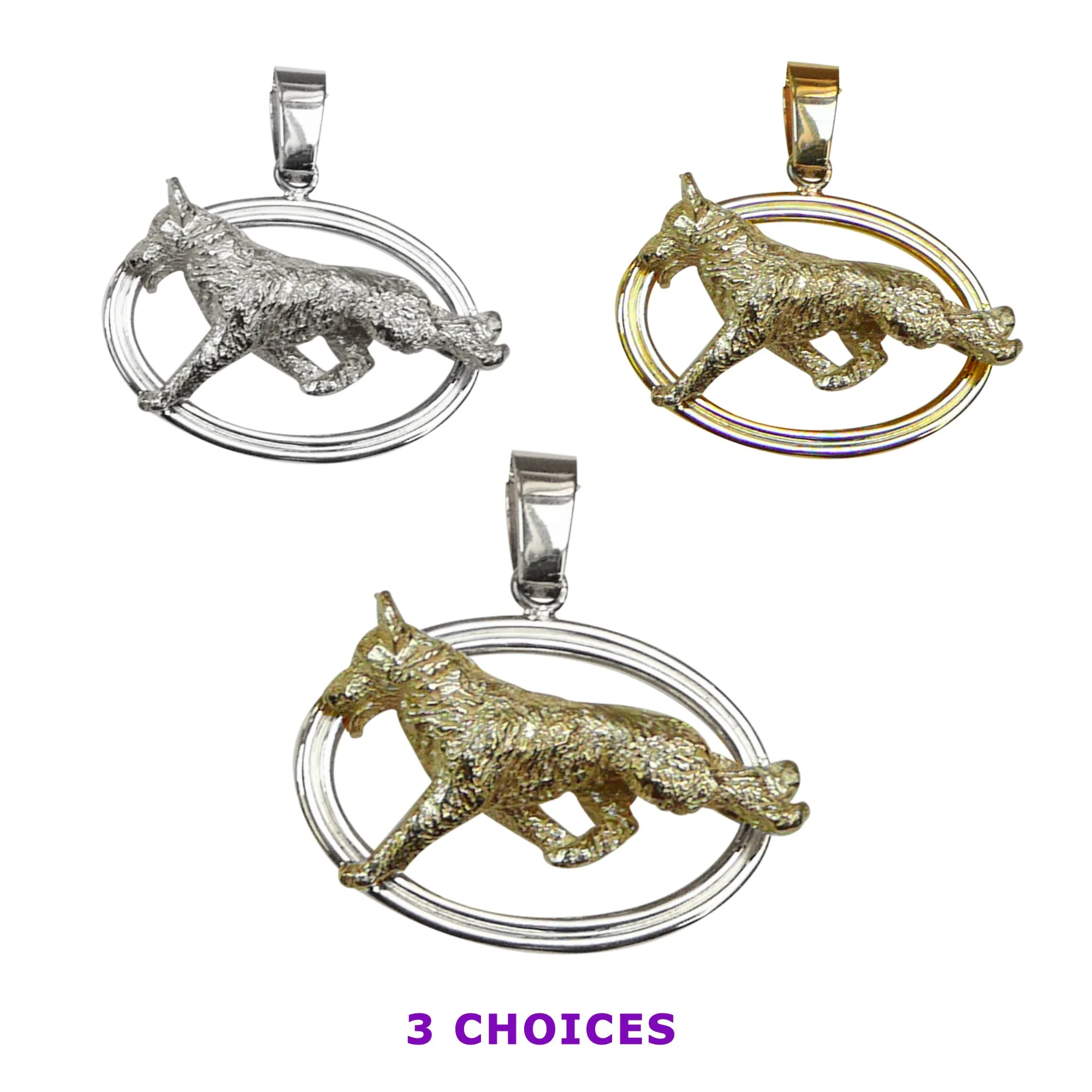 German Shepherd Dog in 14K Gold Double Oval Pendant - Image 4