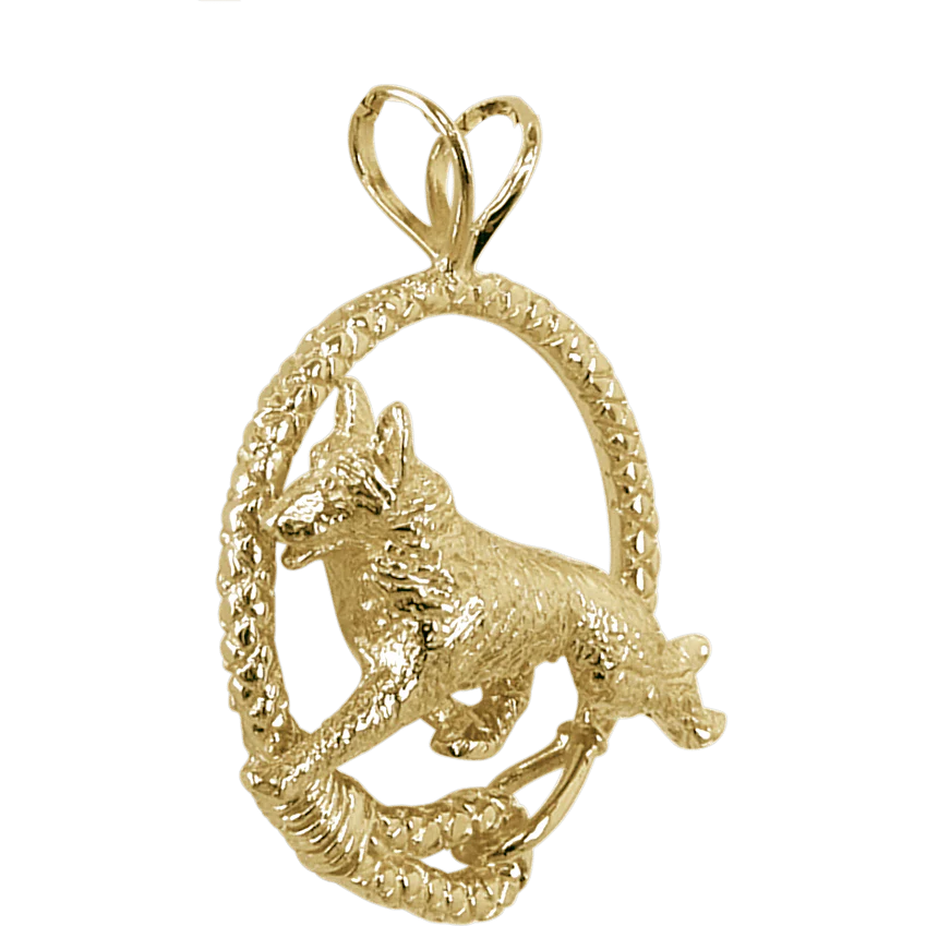Solid 14K Gold German Shepherd Dog Leash Pendant - Image 2