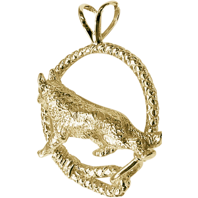 Solid 14K Gold German Shepherd Dog Leash Pendant - Image 3