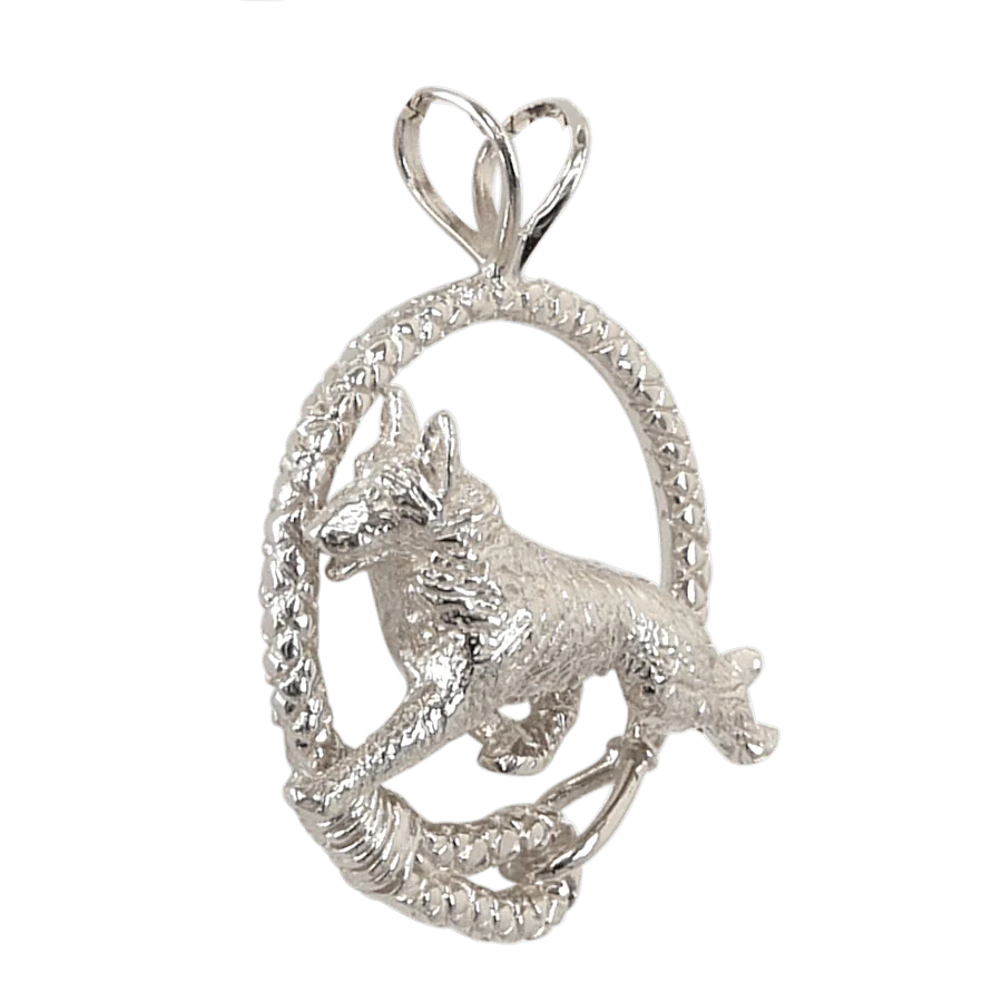 German Shepherd Dog in Solid Sterling Silver Leash Pendant - Image 2