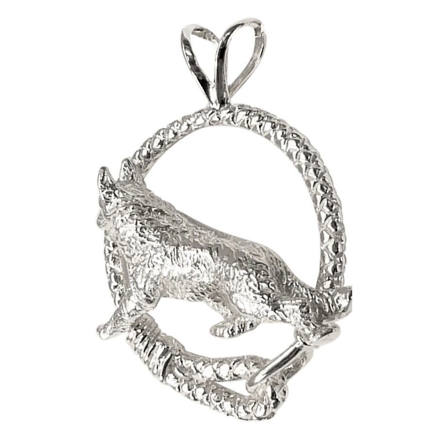 German Shepherd Dog in Solid Sterling Silver Leash Pendant - Image 3
