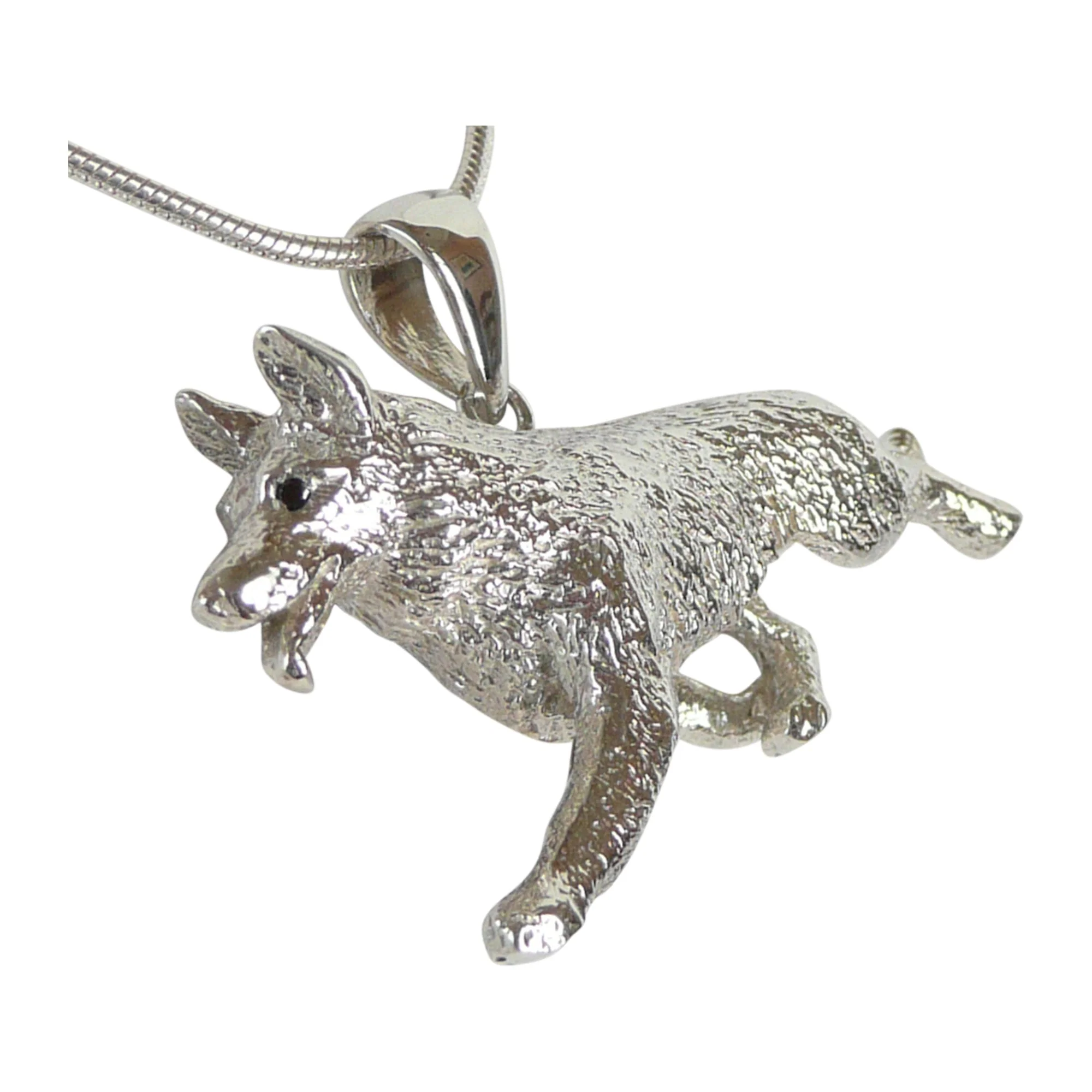 German Shepherd Dog Trotting in Sterling Silver Pendant - Image 2
