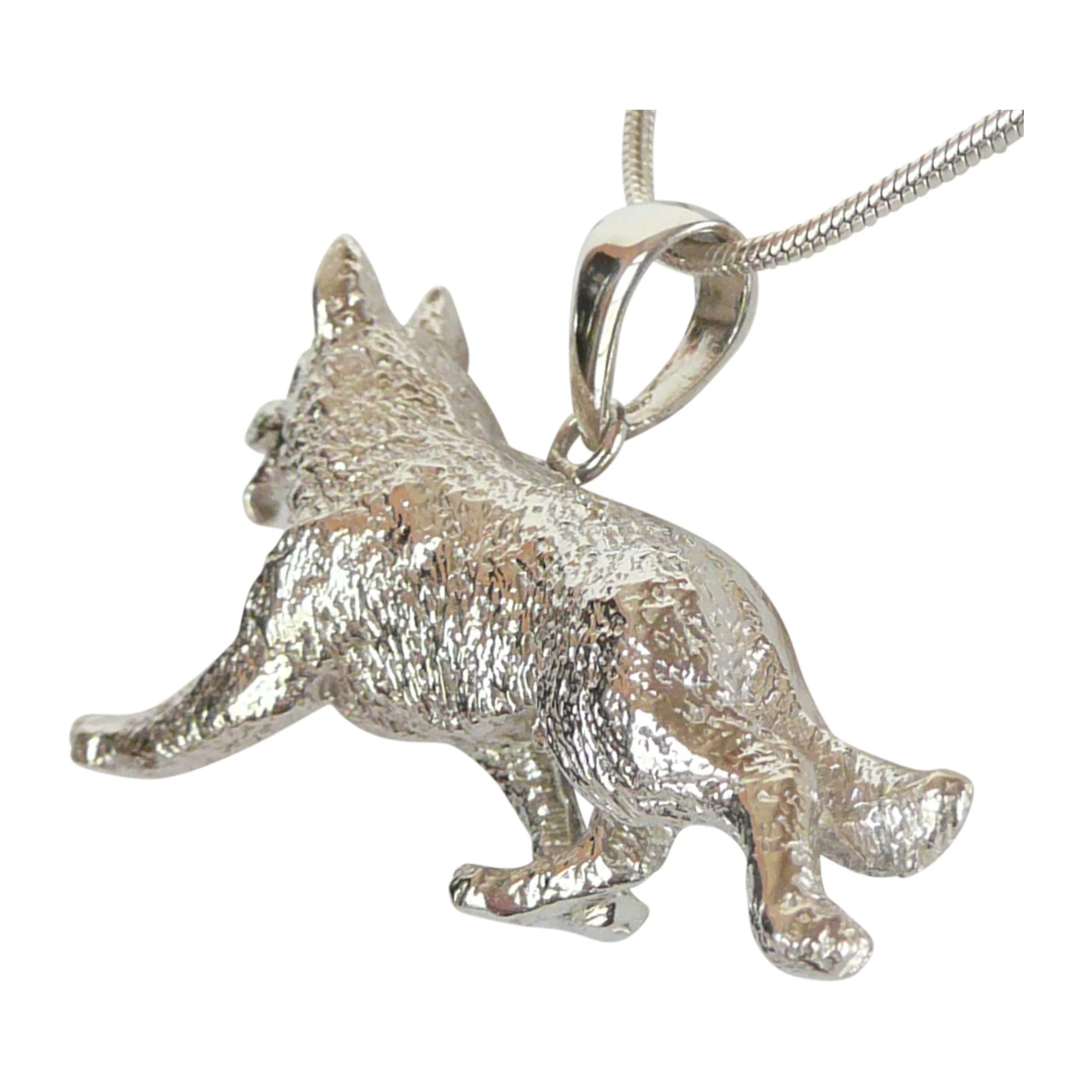 German Shepherd Dog Trotting in Sterling Silver Pendant - Image 3