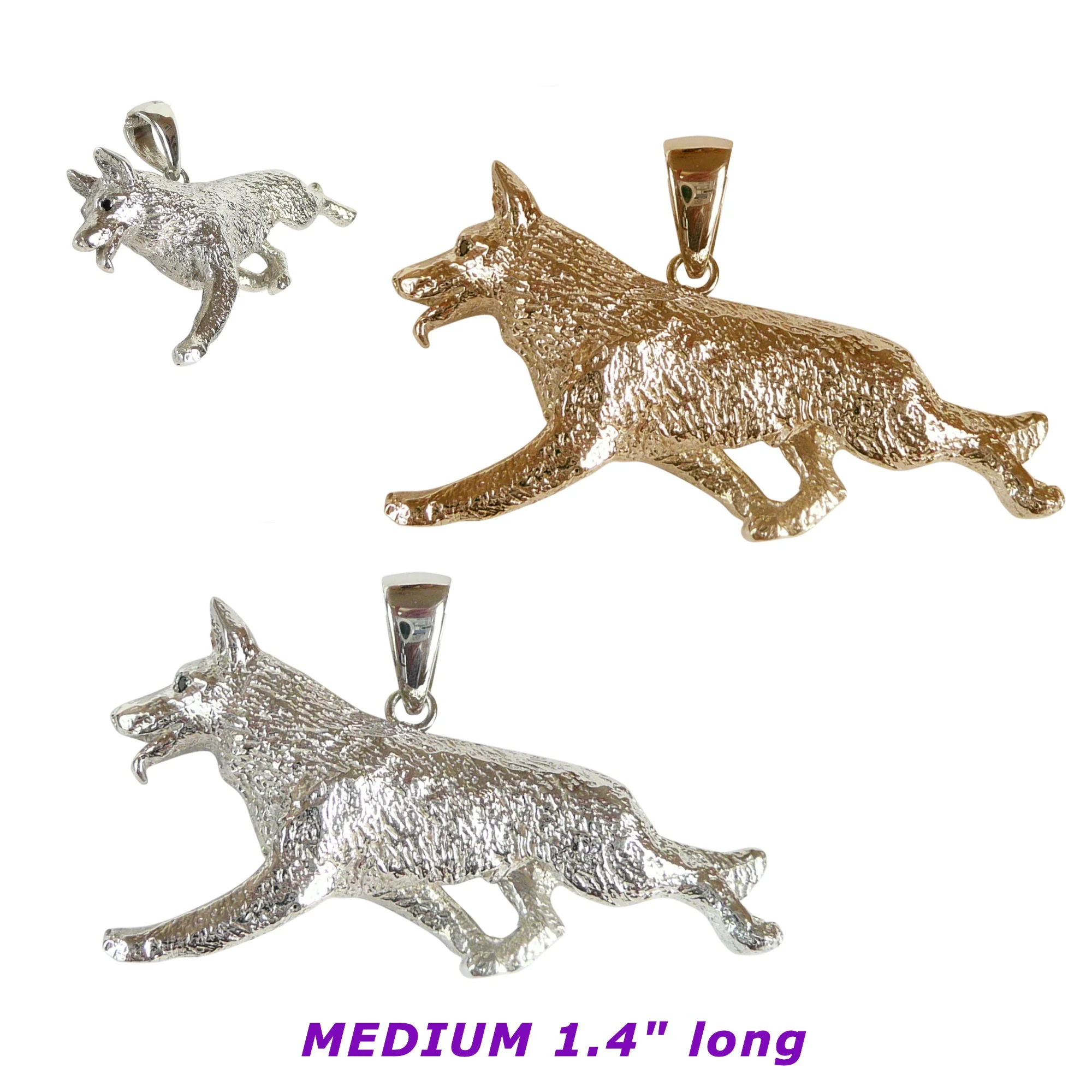 German Shepherd Dog Trotting in Sterling Silver Pendant - Image 4