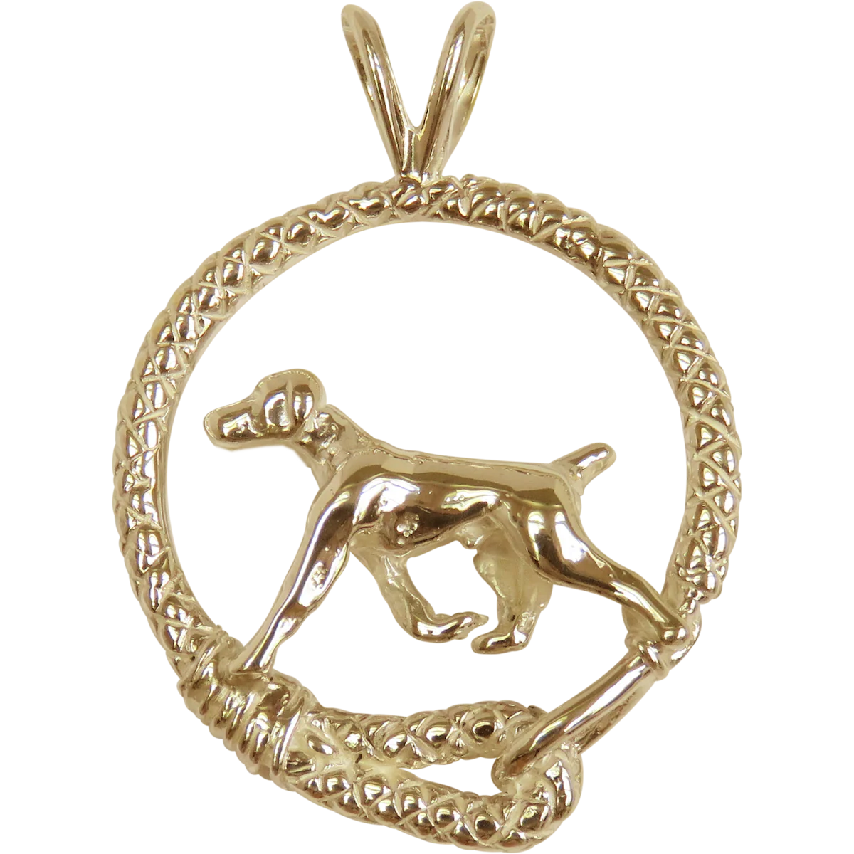 German Shorthaired Pointer Leash Solid 14K Gold  Pendant