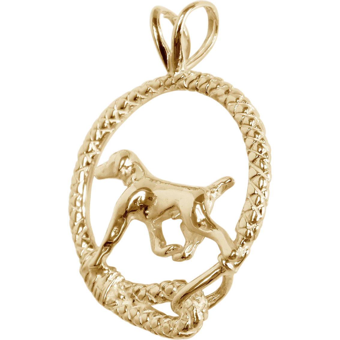 German Shorthaired Pointer Leash Solid 14K Gold  Pendant - Image 3