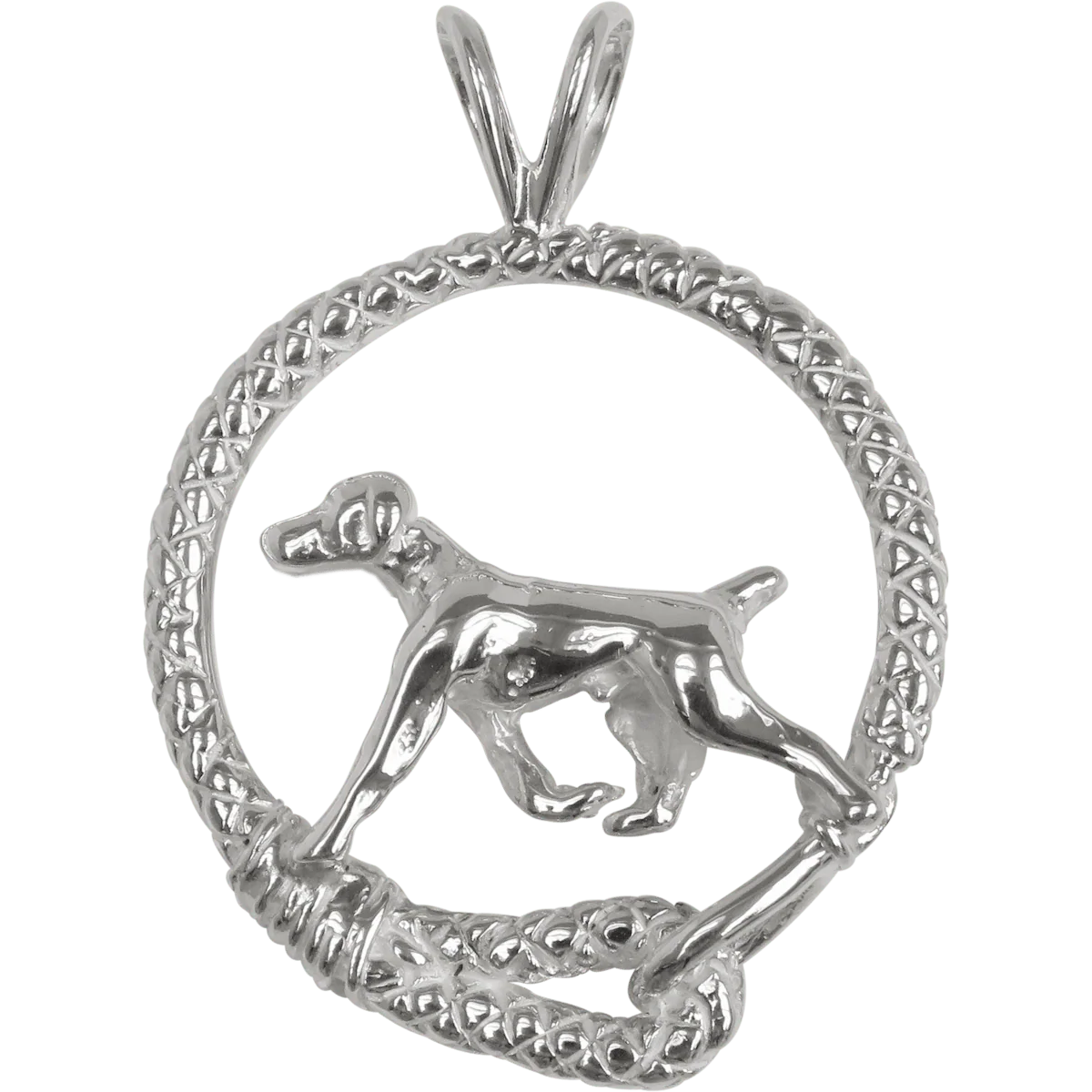 German Shorthaired Pointer in Solid Sterling Silver Leash Pendant