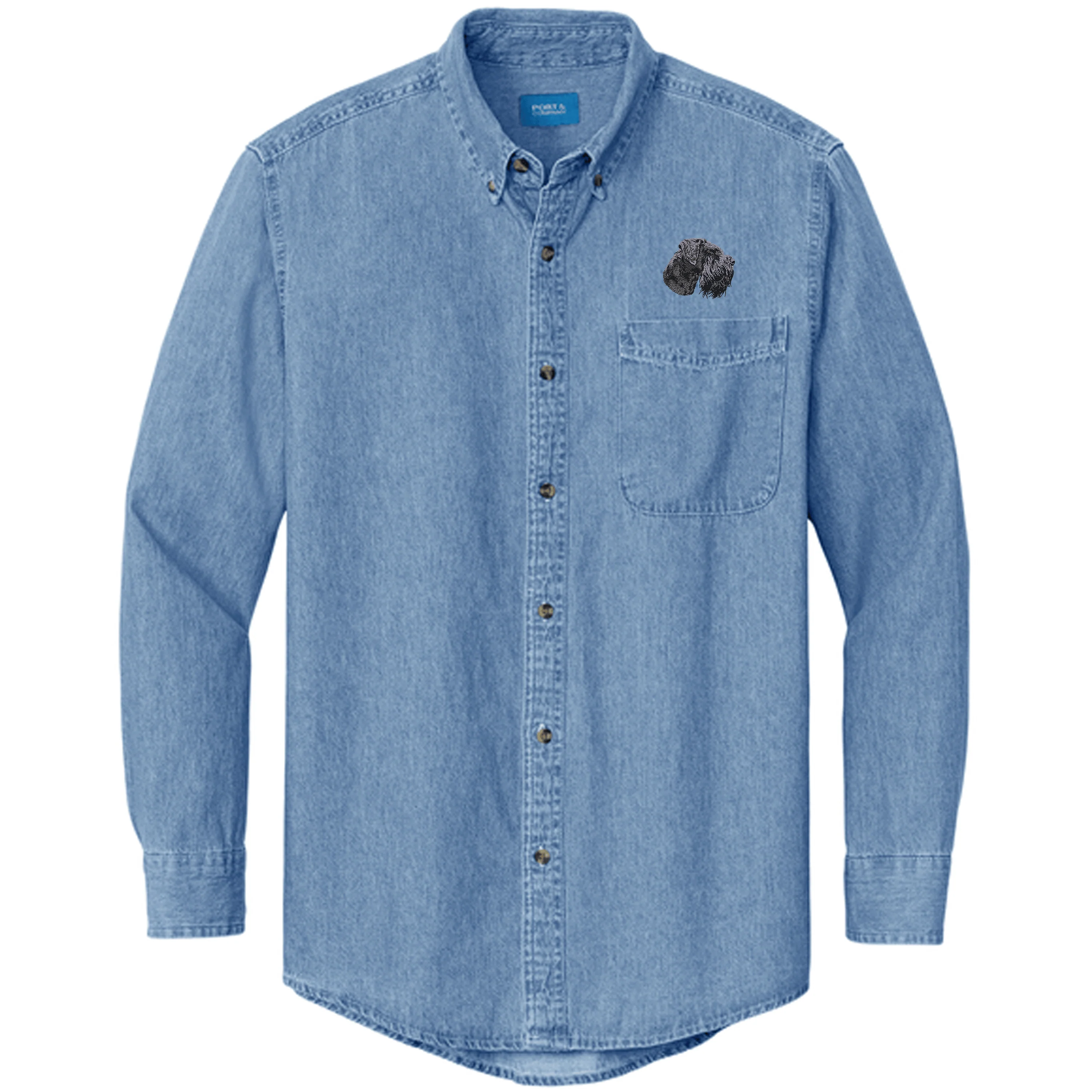 Giant Schnauzer Embroidered Men's Denim Shirt